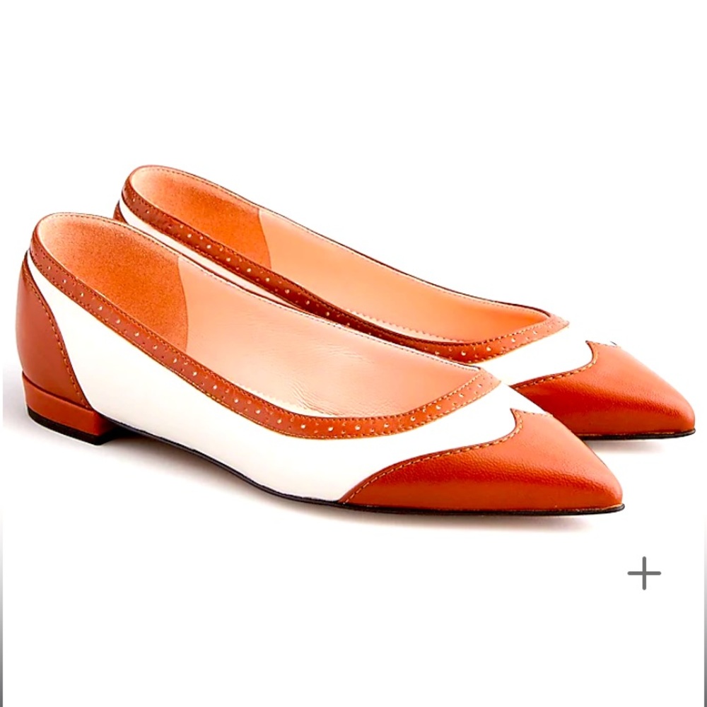 J.Crew Pointed-toe leather spectator flats